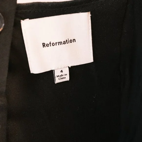 Reformation Balia Linen Dress Black Size 4 - Picture 10 of 10